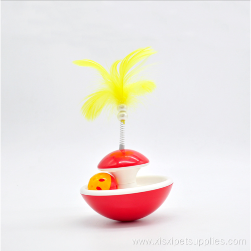 Plastic cat toy with bell ball cat teaser